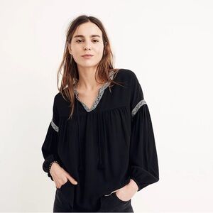 Madewell Shirt Black Blouson Long Sleeve